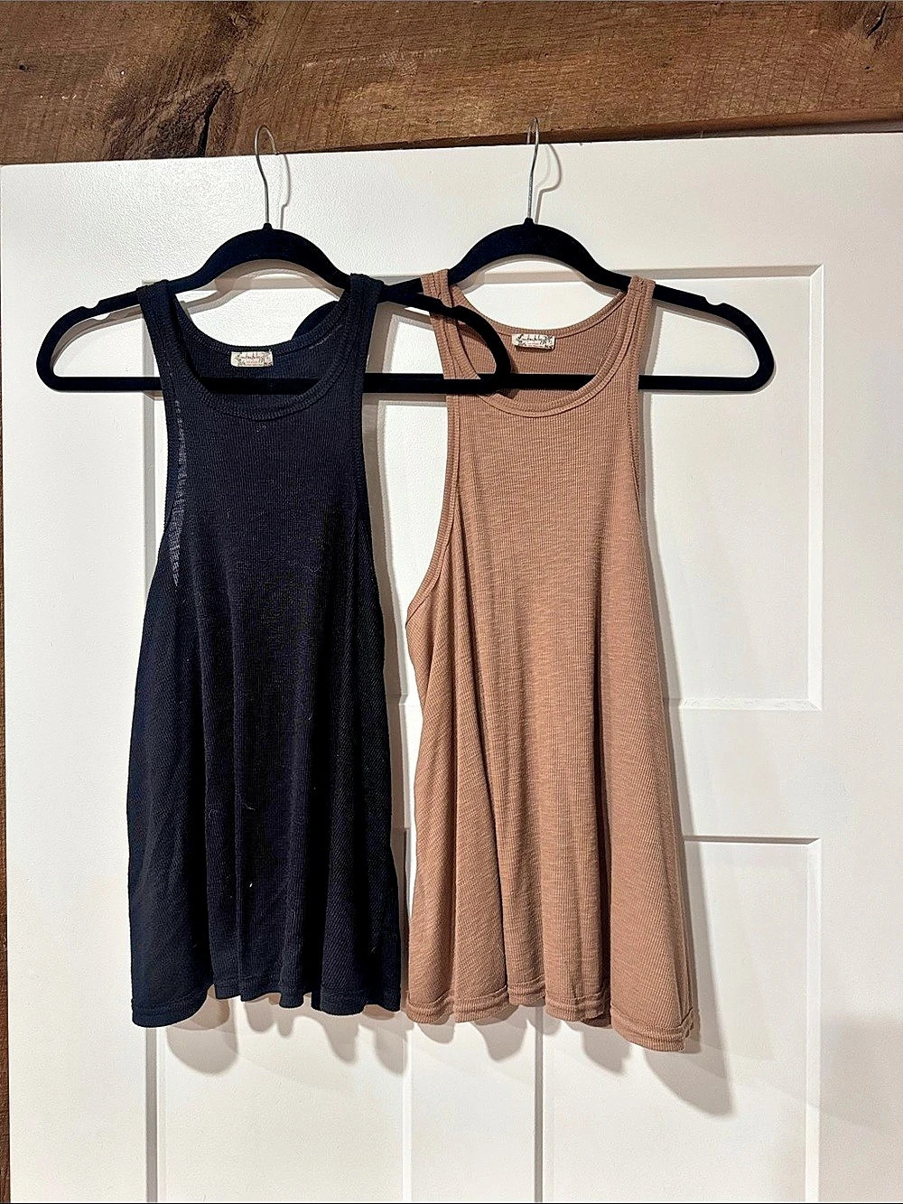 Free People Ribbed Tanks Set Black & Brown